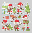 santa christmas stickers musical set vector image