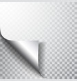 paper page with curled corner and shadow template vector image