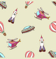 pattern with balloon helicopter and rocket vector image vector image