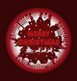 paper art santa claus on night sky in city town vector image vector image