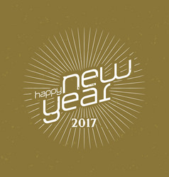 Happy new year lettering with burst rays holiday Vector Image