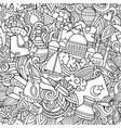 cartoon doodles turkey seamless pattern vector image