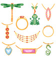 jewelry jewellery gold bracelet necklace vector image