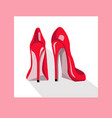 red sexy shoes on pink background vector image