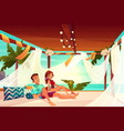 couple relaxing in terrace on beach cartoon vector image