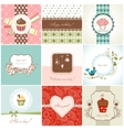 greeting cards and cupcakes set vector image vector image