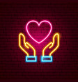 heart hands neon sign vector image