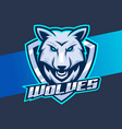 white wolves head mascot esport logo design wolf vector image vector image