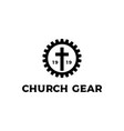 gear cog driven with jesus christian cross vector image vector image