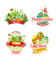 icons and paschal stickers for easter sale vector image