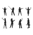 painter woman silhouettes vector image vector image