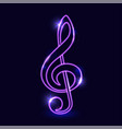 purple luminous contour of the treble clef vector image vector image