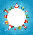 christmas card with santa claus deer traditional vector image