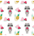 summer seamless pattern with raccoon vector image vector image