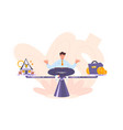 flat businessman meditating keep work life balance vector image