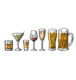 set glass beer whiskey wine tequila cognac vector image vector image