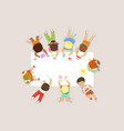 cute litttle kids lying and drawing on big paper vector image vector image