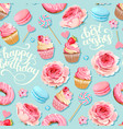seamless pattern with cupcakes and donuts vector image vector image