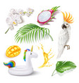 realistic summer holiday tropical 3d set vector image