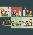 senior man with children in military cemetery near vector image