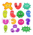 set microbes bacteria viruses various shapes vector image