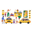 taxi passengers service dispatcher behind counter vector image