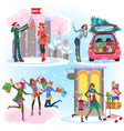 cartoon set of images with different christmas vector image vector image