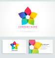 colorful flower logo design with business card vector image