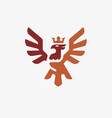 phoenix with crown logo vector image vector image