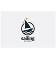 ship boat night sailing sailboat sea wave logo vector image vector image