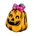 monster yellow pumpkin girl with big vector image