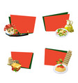 cartoon italian cuisine elements stickers vector image