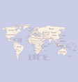 contour world map with countries names vintage vector image