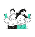 man and woman communicate by smartphones concept vector image