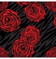 seamless pattern with red flowers on animal vector image vector image