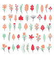 set of leaves and flowers vector image