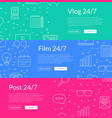 line blog icons web banner templates vector image