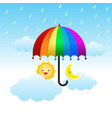 sky with the sun and moon is with a rainbow vector image