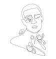 continuous line drawing of man face abstract portr vector image vector image