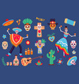 day dead elements skeleton characters vector image