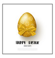happy easter background with realistic golden egg vector image