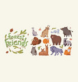 cute forest animals set wild funny beast vector image