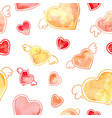 hearts pattern watercolor valentines day vector image