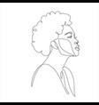 line art woman face drawing black afro vector image vector image