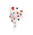 realistic milk tornado splash with berries yogurt vector image vector image