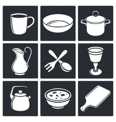 Kitchen icons set of tools Royalty Free Vector Image