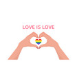 woman hands making heart shape gesture with lgbt vector image