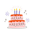 birthday cake cute hand drawn doodle icon vector image vector image