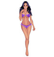 beautiful young women in purple bikini vector image