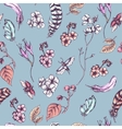 vintage seamless background with flowers beetles vector image